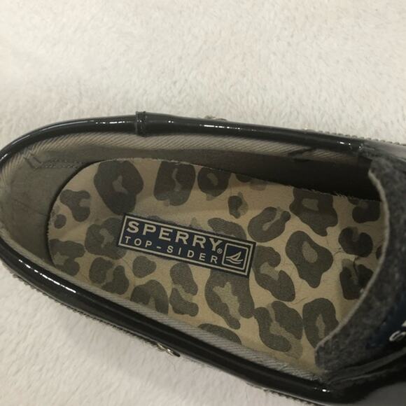 Sperry Gray Wool Patent Leather Top-Sider Size 7.5 - Picture 3 of 7